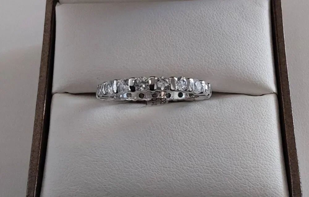 2 Ct. Round Sim Diamond & Bar Link Eternity Band Ring Sz 8~925SS